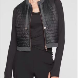 ATHLETA Black Puffer Tioga Cropped Vest Lined Full Zip Size M 350891